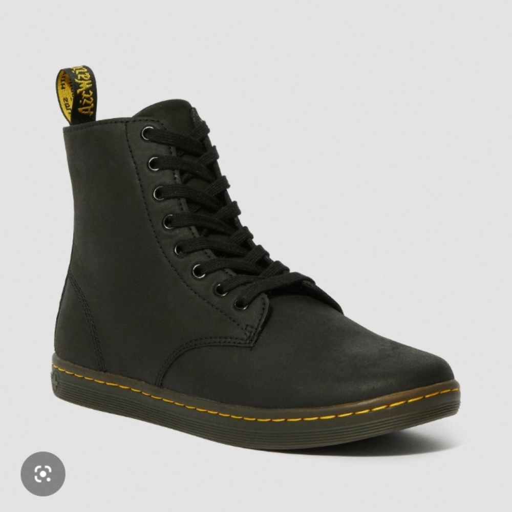 Dr. Martens Tobias Black Boots In Greasy Black